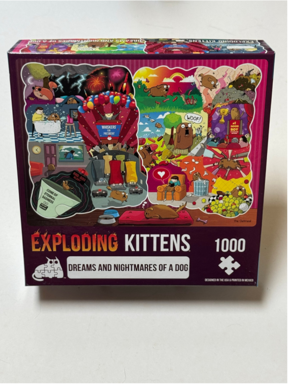 Exploding Kittens Dreams and Nightmares of a Dog 1000 Piece Puzzle NEW